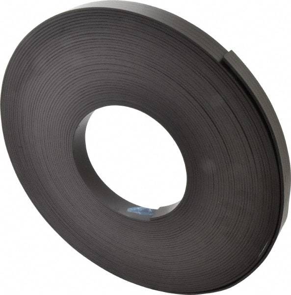 Mag-Mate - 100' Long x 1" Wide x 1/8" Thick Flexible Magnetic Strip - 16 Lb Max Pull Force, 19 Linear Ft/Lb Magnetic Pull Force, Plain Back - Eagle Tool & Supply