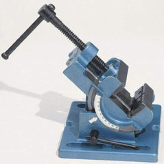 Palmgren - 3" Jaw Opening Capacity x 1-1/8" Throat Depth, Angle Drill Press Vise - 3" Wide Jaw, Stationary Base, Rapid Action, 6-1/2" OAL x 4" Overall Height - Eagle Tool & Supply