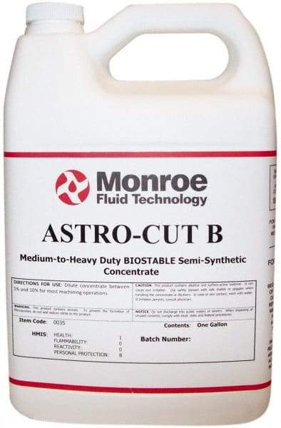 Monroe Fluid Technology - Astro-Cut B, 1 Gal Bottle Cutting & Grinding Fluid - Semisynthetic, For CNC Milling, Drilling, Tapping, Turning - Eagle Tool & Supply