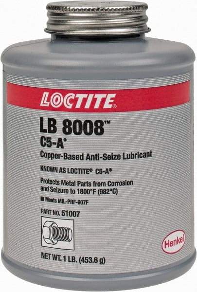 Loctite - 1 Lb Can High Temperature Anti-Seize Lubricant - Copper/Graphite, -29 to 1,800°F, Copper Colored, Water Resistant - Eagle Tool & Supply