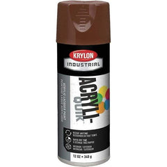 Krylon - Leather Brown, 12 oz Net Fill, Gloss, Lacquer Spray Paint - 15 to 20 Sq Ft per Can, 16 oz Container, Use on Cabinets, Color Coding Steel & Lumber, Conduits, Drums, Ducts, Furniture, Motors, Pipelines, Tools - Eagle Tool & Supply