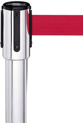 Tensator - 37-3/4" High, 2-1/2" Pole Diam, Tensabarrier Post - 15" Base Diam, Yellow Plastic Post, 7-1/2' Tape, For Outdoor Use - Eagle Tool & Supply
