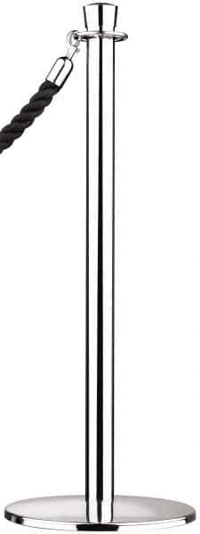 Tensator - 34-1/2" High, 2" Pole Diam, Warning Post - 13-1/2" Base Diam, Round Yellow Steel Post - Eagle Tool & Supply