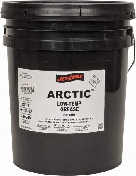 Jet-Lube - 5 Gal Pail Low Temperature Grease - Amber, Low Temperature, 225°F Max Temp, NLGIG 2, - Eagle Tool & Supply