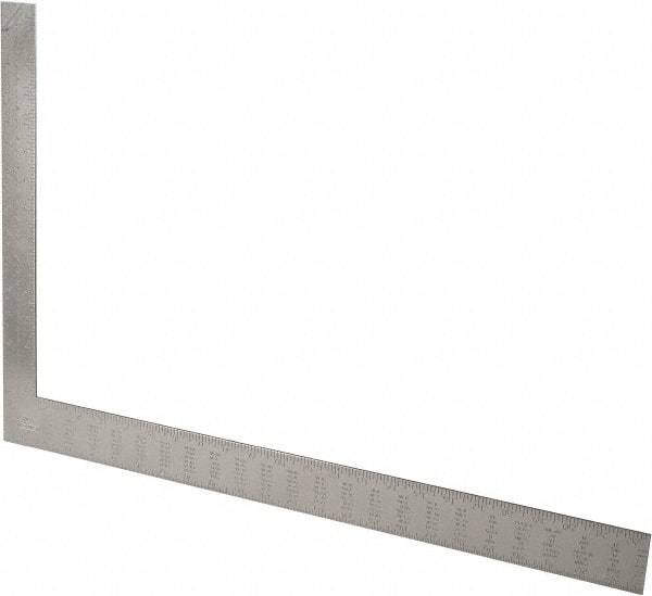 Stanley - 24" Blade Length x 16" Base Length, Buffed Finish, Steel Rafter Square - 0.1", 0.083", 1/16" (Back) & 1/16", 1/8" (Face) Graduation, 1-1/2" Base Width - Eagle Tool & Supply