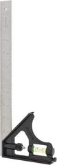 Stanley - 12" Combination Square Set - 1/32, 1/16 & 1/8" Graduation, Chrome Blade, Die Cast Metal Head - Eagle Tool & Supply