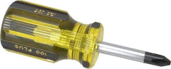 Stanley - #2, 3-1/2" OAL, Stubby Phillips Pocket Screwdriver - 1-1/2" Blade Length, Round Shank, Acetate Handle - Eagle Tool & Supply