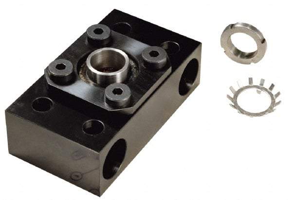 Nook Industries - 2" Flange OD x 0.28" Thickness Precision Acme Mounting Flange - For 3/8-4, 3/8-10 Bars, 4 Mounting Holes, Aluminum - Eagle Tool & Supply