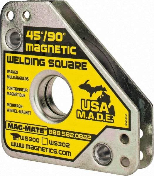 Mag-Mate - 3-3/4" Wide x 3/4" Deep x 3-3/4" High, Rare Earth Magnetic Welding & Fabrication Square - 60 Lb Average Pull Force - Eagle Tool & Supply