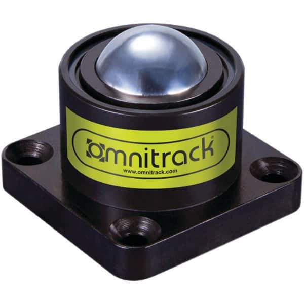 Value Collection - 1 Inch Diameter, Square, Chrome Steel Ball Transfer - 1-3/4 Inch Overall Diameter, 1-5/8 Inch Mount Height, 500 Lb. Capacity - Eagle Tool & Supply