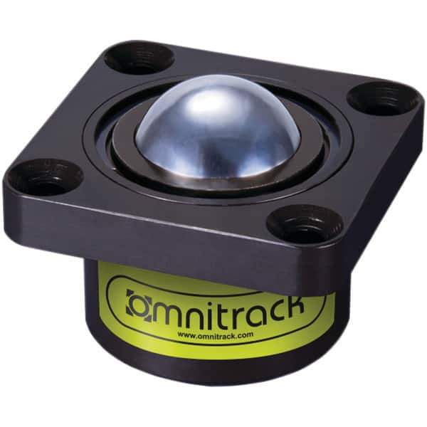 Value Collection - 1 Inch Diameter, Square, Chrome Steel Ball Transfer - 2 Inch Overall Diameter, 1/2 Inch Mount Height, 825 Lb. Capacity - Eagle Tool & Supply