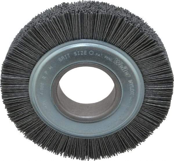 Weiler - 6" OD, 2" Arbor Hole, Crimped Nylon Wheel Brush - 1" Face Width, 1-1/4" Trim Length, 0.04" Filament Diam, 3,600 RPM - Eagle Tool & Supply