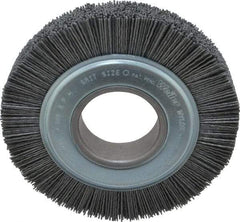 Weiler - 6" OD, 2" Arbor Hole, Crimped Nylon Wheel Brush - 1" Face Width, 1-1/4" Trim Length, 0.04" Filament Diam, 3,600 RPM - Eagle Tool & Supply