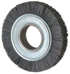 Weiler - 6" OD, 2" Arbor Hole, Crimped Nylon Wheel Brush - 1" Face Width, 1-1/4" Trim Length, 0.04" Filament Diam, 3,600 RPM - Eagle Tool & Supply