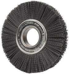 Weiler - 8" OD, 2" Arbor Hole, Crimped Nylon Wheel Brush - 1" Face Width, 2-1/4" Trim Length, 0.04" Filament Diam, 3,600 RPM - Eagle Tool & Supply