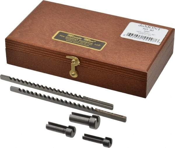 Dumont Minute Man - 5 Piece, 2 to 3mm Keyway Width, Style A Keyway Broach Set - Bright Finish High Speed Steel Broach, Collared Bushing, 6 to 10mm Bushing Diam - Eagle Tool & Supply