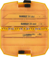 DeWALT - 15 Pieces, 6" Long x 0.04" Thickness, Bi-Metal Reciprocating Saw Blade Set - Straight Profile, 6 to 18 Teeth, Toothed Edge - Eagle Tool & Supply