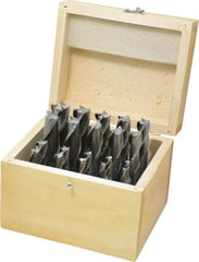 Interstate - 3/16 to 3/4", 2, 4 Flute Square End Mill Set - Uncoated, High Speed Steel, Single End, Centercutting - Eagle Tool & Supply