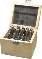 Interstate - 3/16 to 3/4", 2, 4 Flute Square End Mill Set - Uncoated, Cobalt, Single End, Centercutting - Eagle Tool & Supply