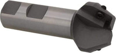 Everede Tool - 30° Lead Angle, 1.303" Max Cut Diam, 3/4" Min Cut Diam, 0.479" Max Depth of Cut, Indexable Chamfer and Angle End Mill - 2 Inserts, APLT 347 Insert Style, 3" Overall Length, Straight Shank, 60° Included Angle - Eagle Tool & Supply