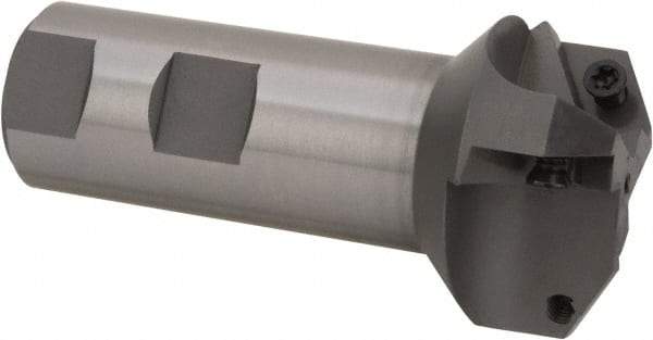 Everede Tool - 60° Lead Angle, 1.708" Max Cut Diam, 3/4" Min Cut Diam, 0.277" Max Depth of Cut, Indexable Chamfer and Angle End Mill - 3 Inserts, APLT 347 Insert Style, 3.2" Overall Length, Straight Shank, 120° Included Angle - Eagle Tool & Supply