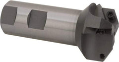Everede Tool - 60° Lead Angle, 1.708" Max Cut Diam, 3/4" Min Cut Diam, 0.277" Max Depth of Cut, Indexable Chamfer and Angle End Mill - 3 Inserts, APLT 347 Insert Style, 3.2" Overall Length, Straight Shank, 120° Included Angle - Eagle Tool & Supply