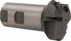 Everede Tool - 60° Lead Angle, 1.958" Max Cut Diam, 1" Min Cut Diam, 0.277" Max Depth of Cut, Indexable Chamfer and Angle End Mill - 3 Inserts, APLT 347 Insert Style, 3.2" Overall Length, Straight Shank, 120° Included Angle - Eagle Tool & Supply