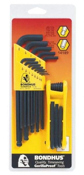 Bondhus - 22 Piece Fold-Up Ball End Hex Key Set - Hex Range 0.05 to 3/8" - Eagle Tool & Supply