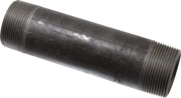 Made in USA - Schedule 80, 1-1/2" Diam x 6-1/2" Long Black Pipe Nipple - Threaded - Eagle Tool & Supply