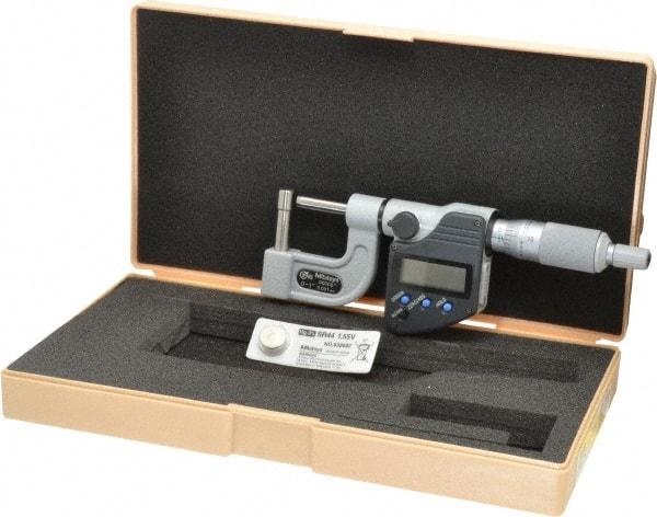 Mitutoyo - 0 to 1 Inch Measurement Range, Pin Anvil, Ratchet Stop Thimble, Electronic Tube Micrometer - Accurate Up to 0.0002 Inch, Carbide - Eagle Tool & Supply