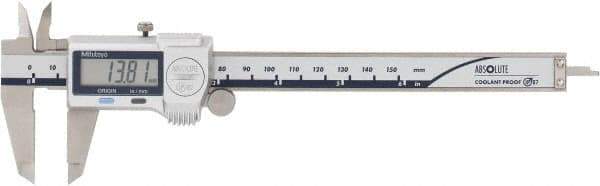 Mitutoyo - 0 to 150mm Range, 0.01mm Resolution, IP67 Electronic Caliper - Stainless Steel with 40mm Stainless Steel Jaws, 0.001" Accuracy, SPC Output - Eagle Tool & Supply