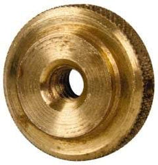 Gibraltar - #10-24 UNC Thread, Uncoated, Brass Round Knurled Check Nut - 1/4" Overall Height, 3/4" Diam x 3/16" Head Height, 1/2" Base Diam - Eagle Tool & Supply