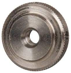 Gibraltar - #10-24 UNC Thread, Uncoated, Stainless Steel Round Knurled Check Nut - 1/4" Overall Height, 3/4" Diam x 3/16" Head Height, 1/2" Diam x 1/16" Base Height - Eagle Tool & Supply