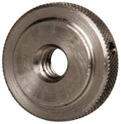 Gibraltar - 1/4-20" UNC Thread, Uncoated, Stainless Steel Round Knurled Check Nut - 1/4" Overall Height, 7/8" Diam x 3/16" Head Height, 5/8" Diam x 1/16" Base Height - Eagle Tool & Supply