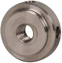 Gibraltar - 5/16-18" UNC Thread, Uncoated, Stainless Steel Round Knurled Check Nut - 3/8" Overall Height, 1" Head Diam, 3/4" Diam x 3/32" Base Height - Eagle Tool & Supply