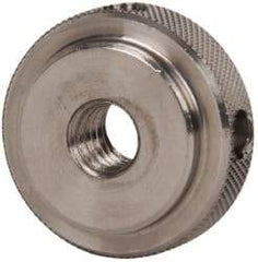 Gibraltar - 5/16-18" UNC Thread, Uncoated, Stainless Steel Round Knurled Check Nut - 3/8" Overall Height, 1" Head Diam, 3/4" Diam x 3/32" Base Height - Eagle Tool & Supply