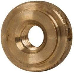 Gibraltar - 3/8-16" UNC Thread, Uncoated, Brass Round Knurled Check Nut - 3/8" Overall Height, 1" Head Diam, 3/4" Diam x 3/32" Base Height - Eagle Tool & Supply