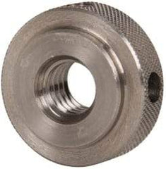 Gibraltar - 3/8-16" UNC Thread, Uncoated, Stainless Steel Round Knurled Check Nut - 3/8" Overall Height, 1" Head Diam, 3/4" Diam x 3/32" Base Height - Eagle Tool & Supply