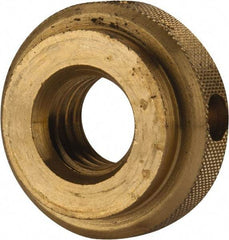 Gibraltar - 1/2-13" UNC Thread, Uncoated, Brass Round Knurled Check Nut - 7/16" Overall Height, 1-1/8" Diam x 5/16" Head Height, 7/8" Diam x 1/8" Base Height - Eagle Tool & Supply