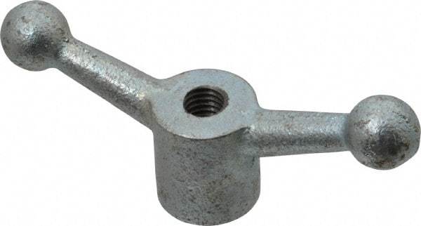 Gibraltar - 2 Offset Arms, 1/2-13" Hole, Zinc Plated, Tapped Speed Handle - 2-1/4" High, 1/2" Arm Diam, 1-1/8" Hub Diam, 3/4" Ball Diam - Eagle Tool & Supply