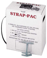 Value Collection - 3,000 Foot Long x 1/2 Inch Wide x 0.015 Inch Thick, Economy Polyproylene Strapping Kit - 260 Lbs Tensile Strength, Contains Self Dispensing Box, Polypropylene Strapping, 300 Metal Buckles and Tensioning Cutting Tool - Eagle Tool & Supply
