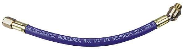 Coilhose Pneumatics - 5/16" ID 3' Long Lead-In Whip Hose - FNPT x MNPT Ball Swivel Ends, 300 Working psi, -40 to 212°F, 1/4" Fitting, - Eagle Tool & Supply