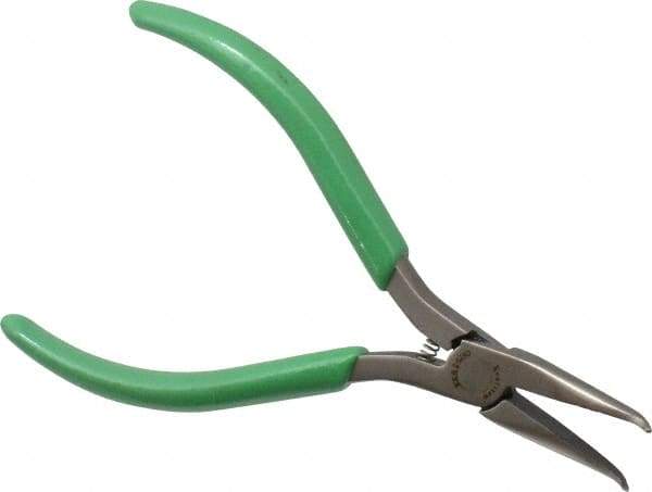 Xcelite - 5" OAL, 1-15/64" Jaw Length x 27/64" Jaw Width, Long Nose Pliers - Serrated, Curved Jaw, Curved Head, ESD Cushion Handles, with Spring - Eagle Tool & Supply