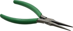 Xcelite - 5-1/2" OAL, 1-11/16" Jaw Length x 15/32" Jaw Width, Long Nose Pliers - Serrated Jaw, Slim Line Head, ESD Cushion Handles, with Spring - Eagle Tool & Supply