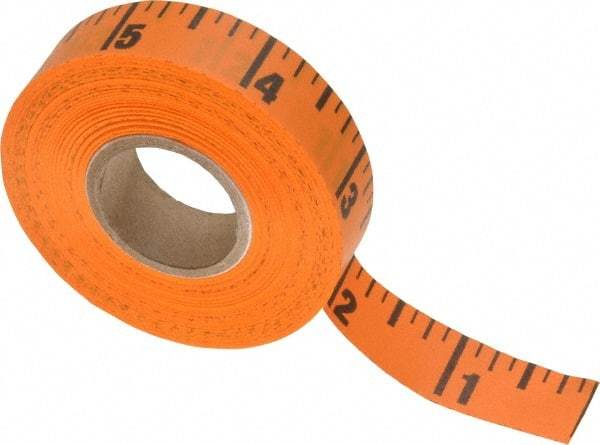 Made in USA - 60 Ft. Long x 5/8 Inch Wide, 1/4 Inch Graduation, Orange, Adhesive Tape Measure - Reads Right to Left - Eagle Tool & Supply