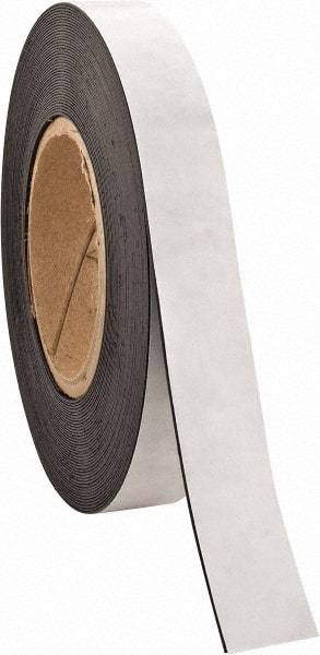 Made in USA - 50' Long x 1" Wide Flexible Magnetic Strip - 4 Lb Max Pull Force, Adhesive Back, Black - Eagle Tool & Supply