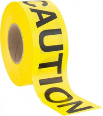 NMC - 1,000' Long x 3" Wide Roll, Polyethylene, Black & Yellow Barricade Tape - Message: CAUTION - Eagle Tool & Supply