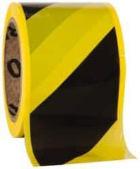 NMC - 200' Long x 3" Wide Roll, Polyethylene, Black & Yellow Barricade Tape - Eagle Tool & Supply
