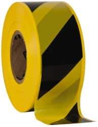 NMC - 1,000' Long x 3" Wide Roll, Polyethylene, Black & Yellow Barricade Tape - Eagle Tool & Supply