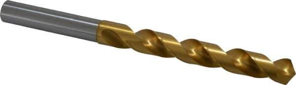 OSG - 13mm 120° Vanadium High Speed Steel Jobber Drill - TiN Finish, Right Hand Cut, Spiral Flute, Straight Shank, 158mm OAL, Standard Point - Eagle Tool & Supply